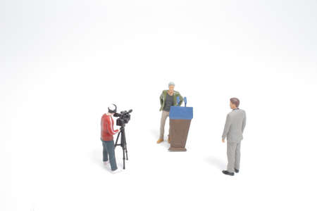 the Press Conference with the mini Spokesperson figureの写真素材