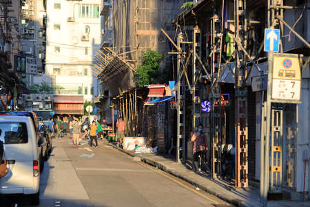 Yau Ma Tei Wholesale Fruit Market consists in several low-rise buildings, 3 Oct 2020のeditorial素材
