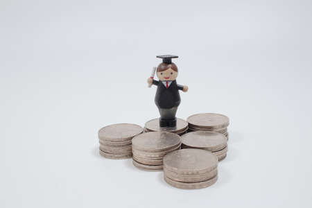 money for college fees, students taking loans for university studies.の写真素材