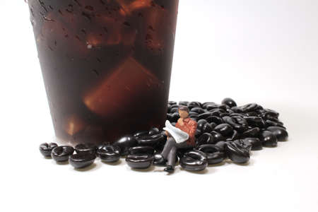 ice coffee with the mini figure, coffee breakの写真素材