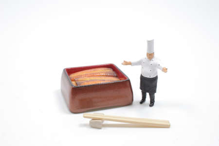the chef with a scale of food model