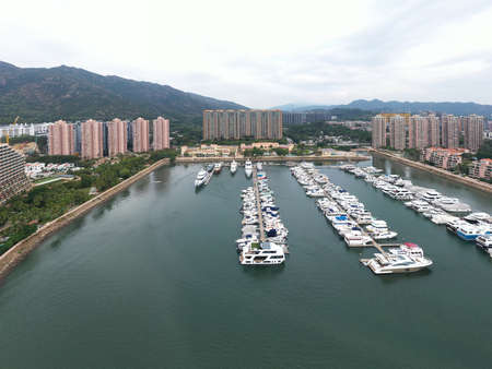 17 Dec 2021 Yachts Moored In Sea By Hong Kong Gold Coast Residences