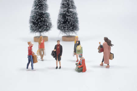 the mini of figure, shopping fashion girl with bagsの写真素材