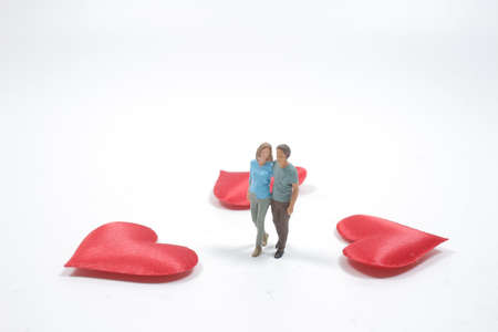 the mini of lover figure with the red heartの写真素材