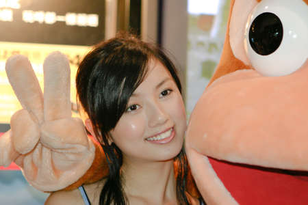 20 Aug 2004 the promoter girl at the electronic exhibition, hkのeditorial素材