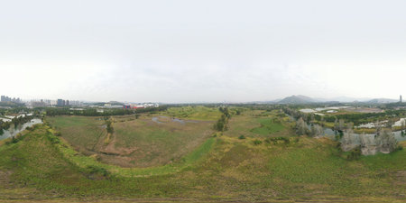 19 Dec 2021 Beautiful natural landscape shot by drone in Nam Sang Wai in Yuen Long