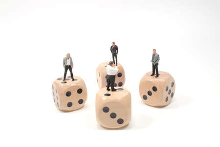 a mini people businessmen standing on Panicked look stock market Investmentの写真素材