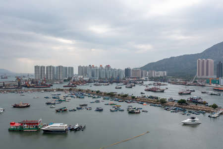 17 Dec 2021 Castle Peak Bay Waterfront Promenade and Tuen Mun Typhoon Shelterのeditorial素材