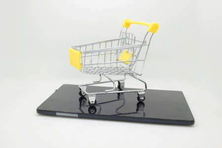 the Black generic tablet with shopping cart