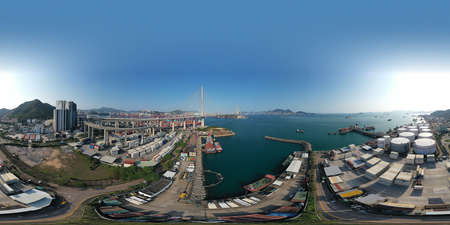 14 April 2022 container terminal port Stonecutters Bridge at Nam Wan Kok