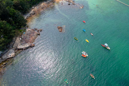 23 April 2022 Aerial view of ocean waves and fantastic Rocky coastの写真素材