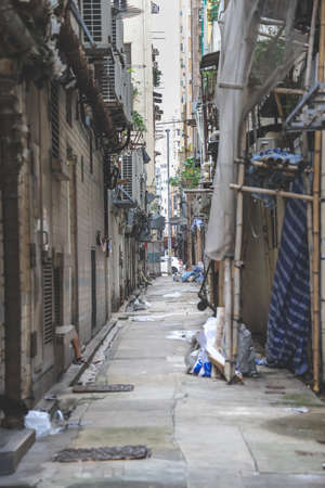 3 July 2022 the Messy side alley in To Kwa Wan, hong kongの写真素材