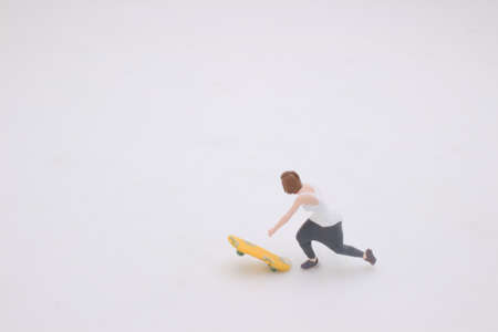 the figure ready to play Tipped Up Skateboardの写真素材