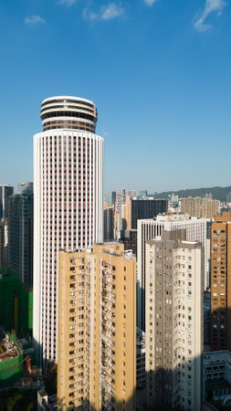 14 Oct 2022 the city skyline of the chai wan, hong kongの写真素材