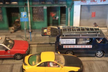 11 Aug 2012 mini toy buildings, cars and people. City scaleの写真素材
