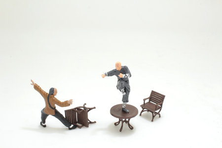 a figure showing martial wushu, kung fu exercise