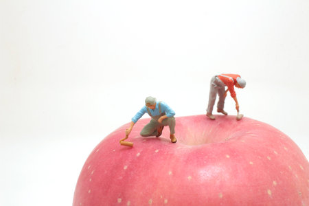 figure painter painting the appleの写真素材