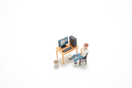 the mini figure with the office equipmentの写真素材