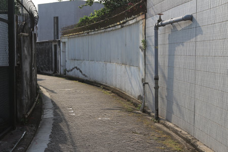 the alley between the residential district at kwoloon tong, 12 oct 2013の写真素材