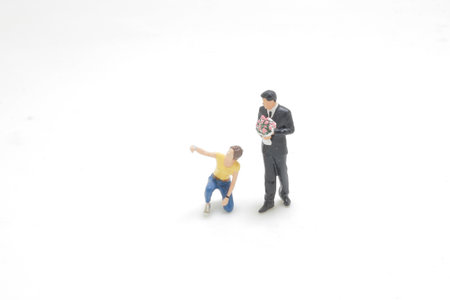 a figure couple taking a picture of themselvesの写真素材