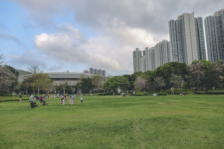March 23 2023 the landscape of Hong Kong Velodrome Parkの写真素材