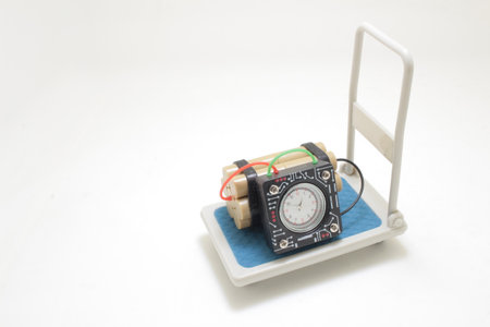 move the bomb on Warehouse trolley isolatedの写真素材