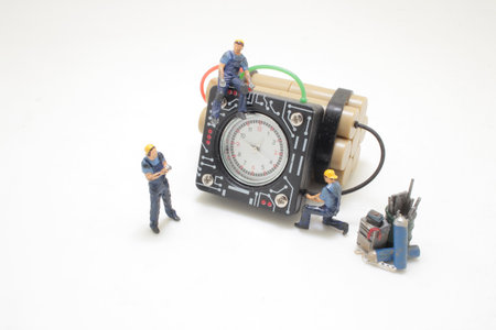 A Figure of worker At working move the bombの写真素材