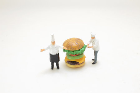 a professional of figure chef prepared hamburgerの写真素材