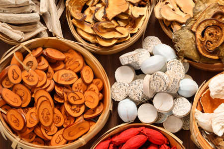 The Chinese traditional medicine Chinese herbal medicine used to treat cold and fluの素材