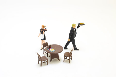 the fun of figure waiter in a restaurant