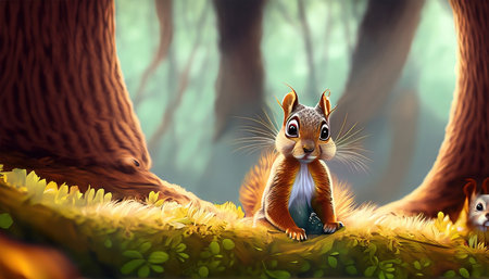 the illustration of a cute and beautiful squirrelの素材
