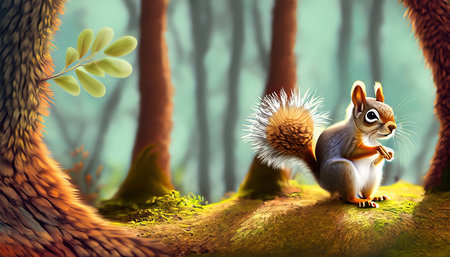 the illustration of a cute and beautiful squirrelの素材