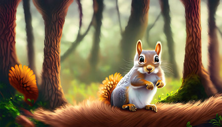 the illustration of a cute and beautiful squirrelの素材