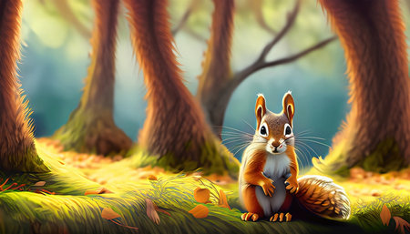 the illustration of a cute and beautiful squirrelの素材