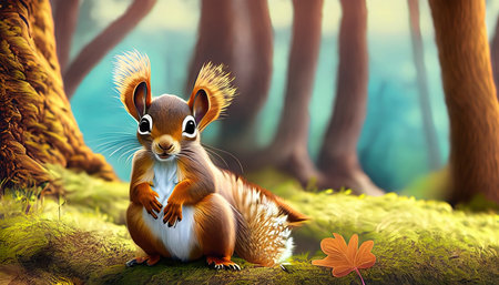 the illustration of a cute and beautiful squirrelの素材