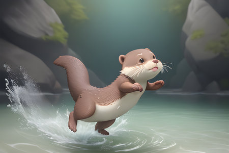a cute otter as the main character 1.jpgの素材