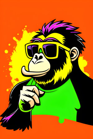Funny gorilla wearing sunglasses for t-shirt designの素材