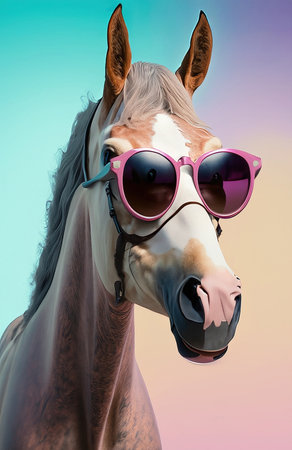 sunglasses the horse stands againstの素材