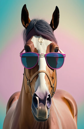 sunglasses the horse stands againstの素材