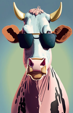 a cow that exudes a trendy and confidentの素材