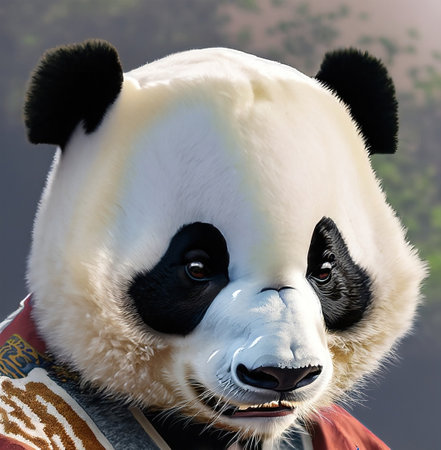 a Kung Fu Panda, with his lovable and iconic appearance, is depicted in all his martial artsの素材