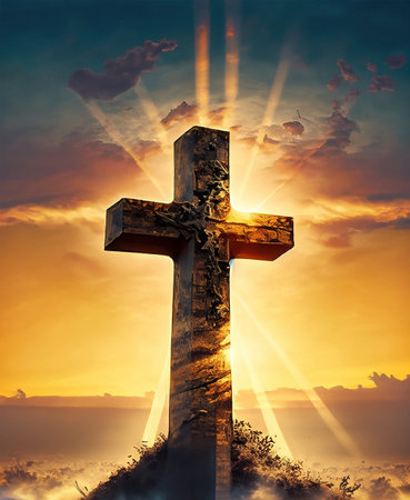 A Golden Sunrise Old Rugged Cross Celestial Ambient Faithの素材