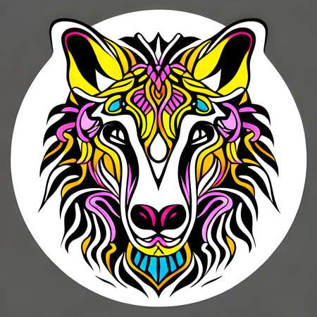 the animal head tattoo vector graphic white backgroundの素材