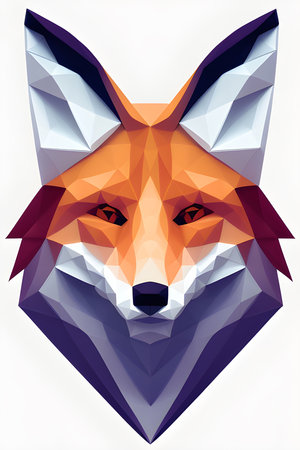 the fox head logo in a simple vector style with low poly color shading and simple geometricの素材