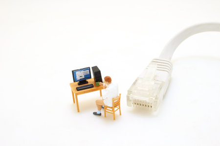 figure home office with connects the internet cable