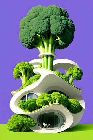 modern house with a unique design inspired by broccoliの素材
