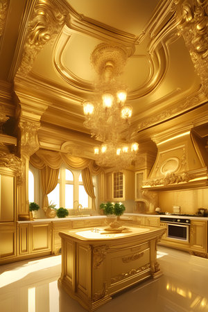 the golden kitchen where luxury and eleganceの素材
