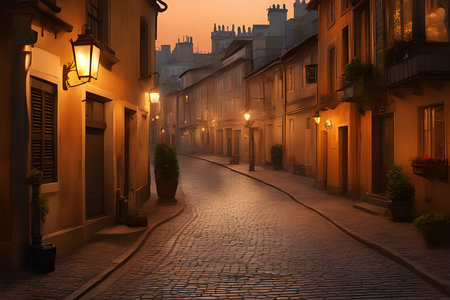 a warm golden glow across the sky the eveningの素材