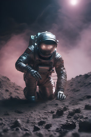 bodysuit crawling out of a crater sprawled on the groundの素材