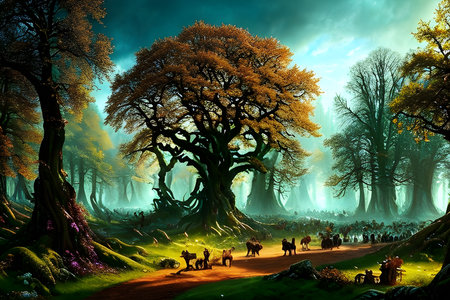 mirror effect art nouveau 2d art color pen an acrylic art a very ultraの素材